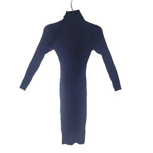 New Size S Fashion Women Knit Dress Midi Long Sleeve Turtle Neck
